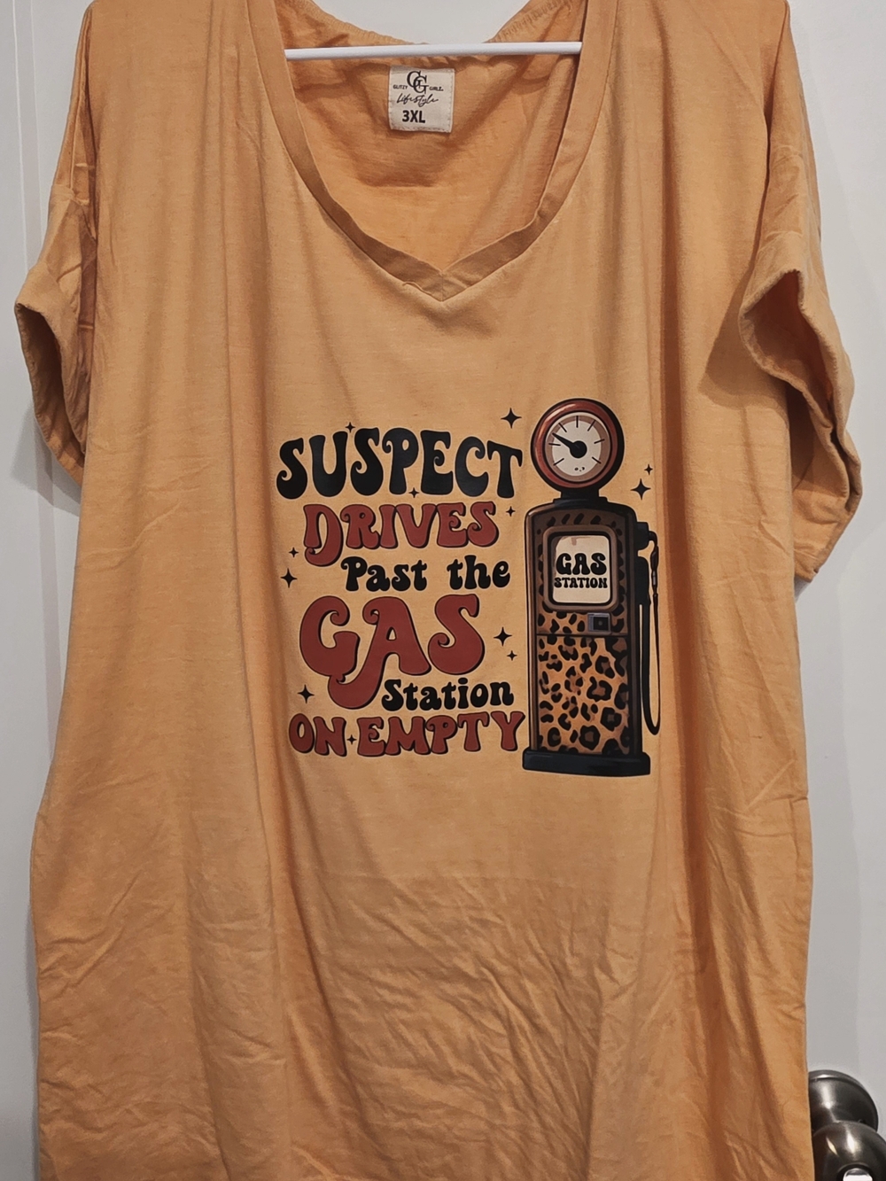 Custom 3XL Graphic Short Sleeve Tee with Leopard Gas Pump Print